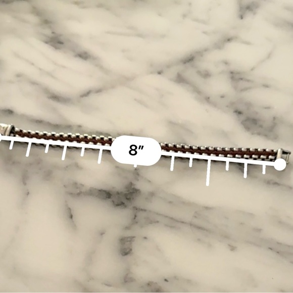 *SOLD* David Yurman 925 WOVEN BOX CHAIN BRACELET - Sterling Silver w Red Nylon - Picture 9 of 9